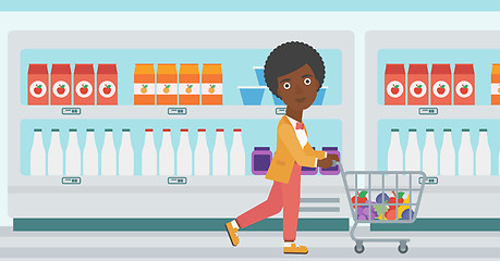 Image showing Customer with trolley vector illustration.