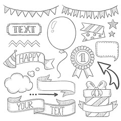 Image showing Set of ribbons and elements for party invitation.