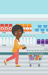 Image showing Customer with trolley vector illustration.