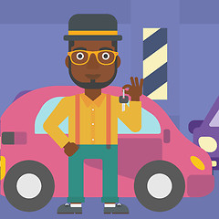 Image showing Man holding keys to his new car.