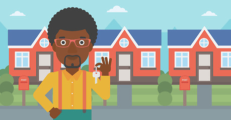 Image showing Real estate agent with key vector illustration.