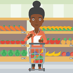 Image showing Woman with shopping list vector illustration.