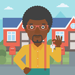 Image showing Real estate agent with key vector illustration.