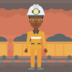 Image showing Confident miner in hardhat vector illustration.