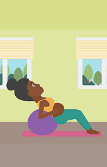 Image showing Pregnant woman on gymnastic ball.