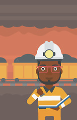 Image showing Miner checking documents vector illustration.