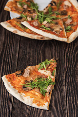 Image showing Pizza with chicken and mushrooms