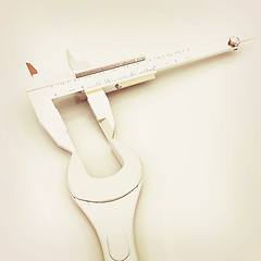 Image showing Trammel vernier measures the detail . 3D illustration. Vintage s