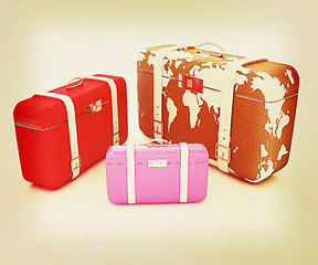 Image showing suitcases for travel . 3D illustration. Vintage style.