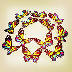 Image showing beauty butterflies. 3D illustration. Vintage style.