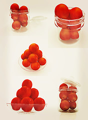 Image showing Set of peaches. 3D illustration. Vintage style.