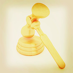 Image showing Wooden gavel isolated on white background. 3D illustration. Vint
