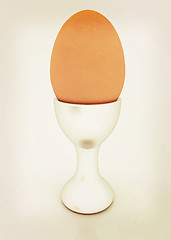 Image showing Easter egg on egg cup. 3D illustration. Vintage style.