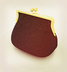 Image showing Leather purse. 3D illustration. Vintage style.