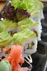 Image showing Veggie sushi roll on plate 
