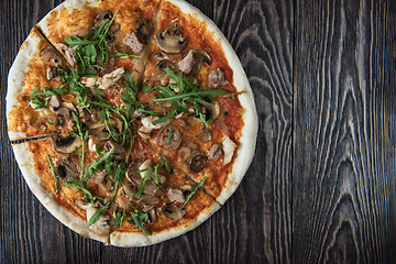 Image showing Pizza with chicken and mushrooms