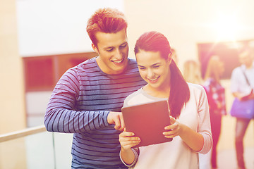 Image showing group of smiling students tablet pc computer