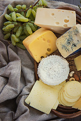 Image showing Various types of cheese set