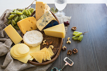 Image showing Various types of cheese set