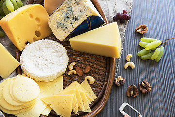 Image showing Various types of cheese set