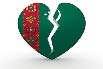 Image showing Broken white heart shape with Turkmenistan flag