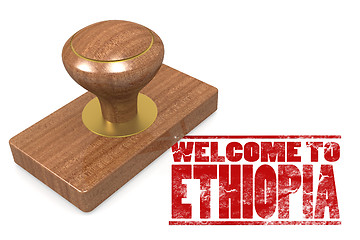 Image showing Red rubber stamp with welcome to Ethiopia