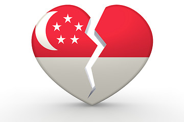 Image showing Broken white heart shape with Singapore flag