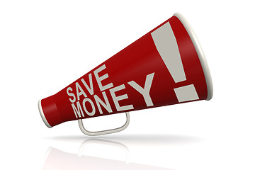 Image showing Red megaphone with save money  word