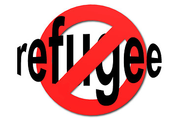 Image showing Stop refugee sign in red