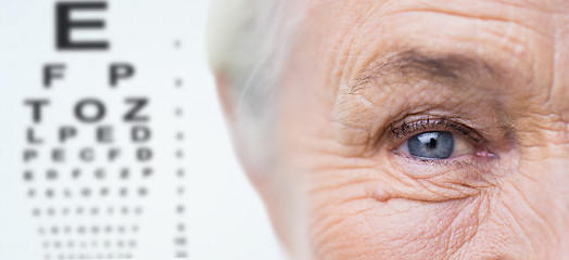 Image showing close up of senior woman face and eye