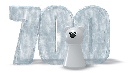 Image showing frozen number seven hundred and polar bear - 3d rendering