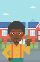 Image showing Real estate agent with key vector illustration.