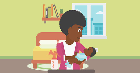 Image showing Mother with baby and breast pump.