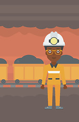 Image showing Confident miner in hardhat vector illustration.