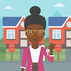 Image showing Real estate agent with key vector illustration.