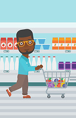 Image showing Customer with shopping cart vector illustration.