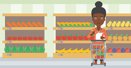 Image showing Woman with shopping list vector illustration.