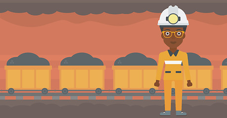 Image showing Confident miner in hardhat vector illustration.