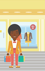 Image showing Happy woman with bags vector illustration.