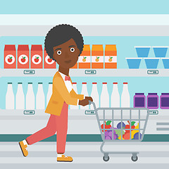 Image showing Customer with trolley vector illustration.