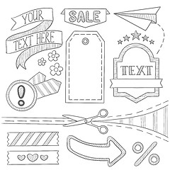 Image showing Set of sale ribbons and elements.