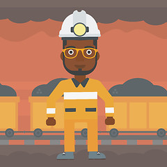 Image showing Confident miner in hardhat vector illustration.