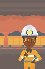 Image showing Miner checking documents vector illustration.