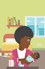 Image showing Mother with baby and breast pump.