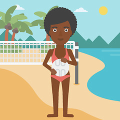 Image showing Beach volleyball player vector illustration.