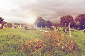 Image showing old celtic cemetery graveyard in ireland