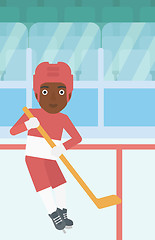 Image showing Ice hockey player with stick vector illustration.