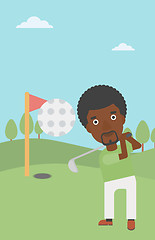 Image showing Golfer hitting the ball vector illustration.