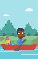 Image showing Man riding in kayak vector illustration.