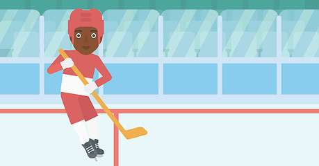 Image showing Ice hockey player with stick vector illustration.